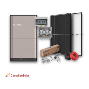Canadian Solar Kit Fotovoltaico trifase ibrido 10kW+10kWh,22 pannelli, Quadro DC, Cavo 6mm, Struttura di fissaggio