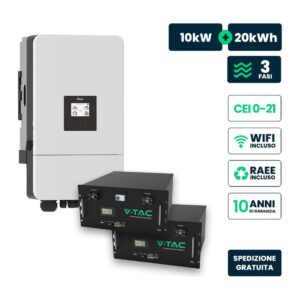 Deye Kit Fotovoltaico trifase ibrido 10kW+20kWh CEI 0-21