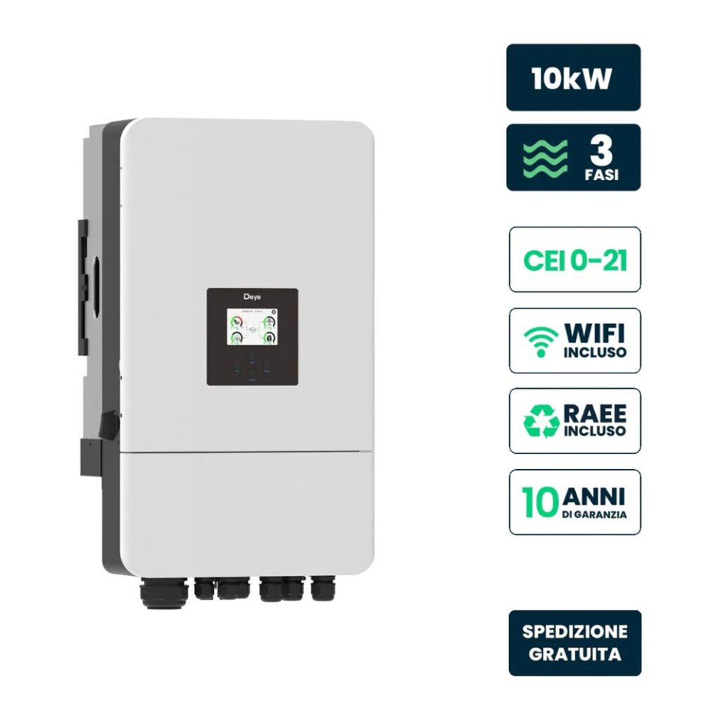 Inverter fotovoltaico deye trifase ibrido 10kW CEI 0-21