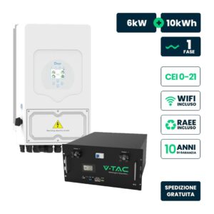 Deye Kit Fotovoltaico monofase ibrido 6kW+10kWh CEI 0-21