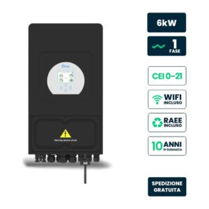 Inverter fotovoltaico deye monofase ibrido 6kW CEI 0-21 NERO