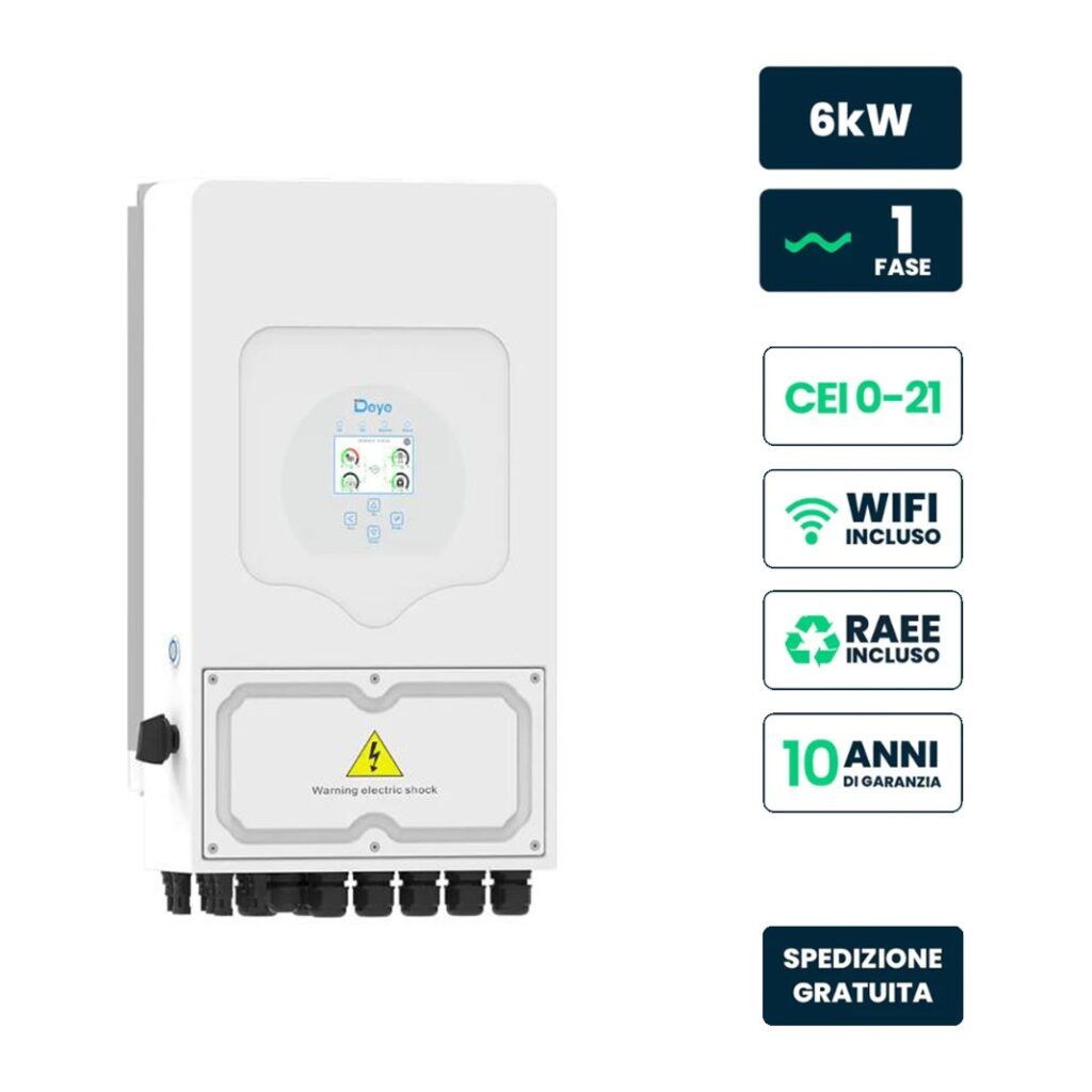 Inverter fotovoltaico deye monofase ibrido 6kW CEI 0-21